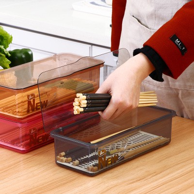 筷子盒 廚房餐具瀝水塑料筷子架 帶蓋防塵瀝水勺子盒瀝水餐具桶 便捷餐具刀叉筷子收納盒