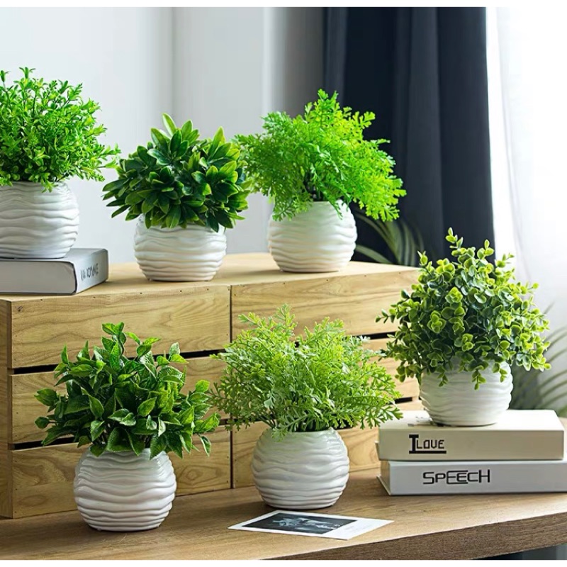 現貨 仿真植栽室內裝飾綠色植物桌上擺飾綠化美化辦公室植栽人造植物尤加利發財葉 蝦皮購物