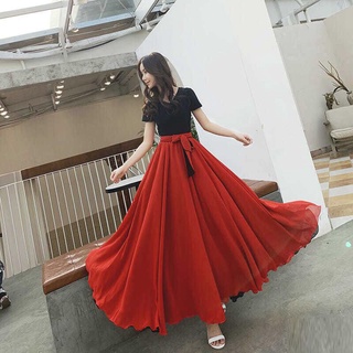 雙面穿540度紅色跳舞裙雙色裡外超大擺8米黑色新疆舞蹈裙雪紡長裙