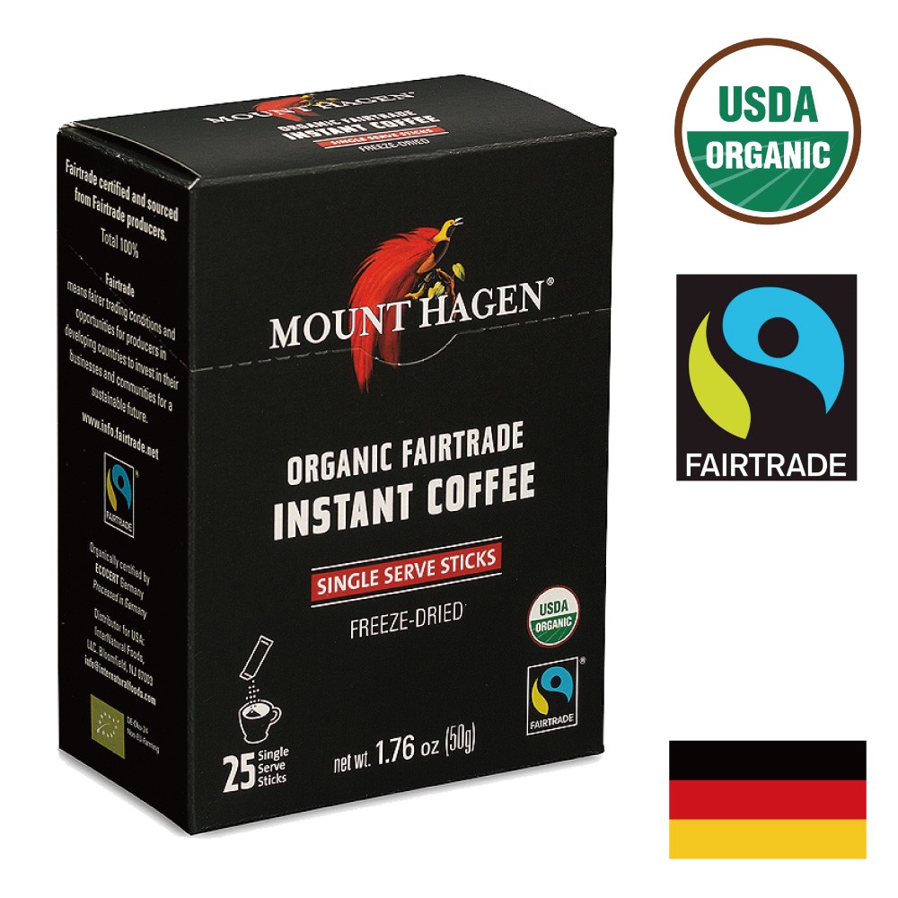 [丸子購][有現貨]歐洲德國進口 生酮飲食 防彈咖啡 Mount Hagen 咖啡因 有機 即溶 隨身包 25入 50g