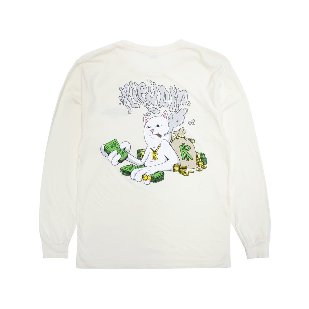 RIPNDIP MONEY MAN L/S TEE 米色 長袖T恤 中指貓 台灣總代理-ALL