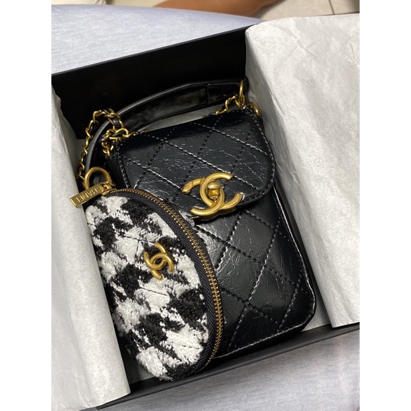 小香風 香奈兒 Chanel vip gift 贈品包 滿額贈 二合一油蠟感手機包 小廢包