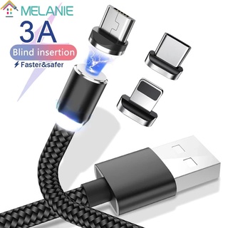 3 合 1 磁性數據線 / 帶 Type-C, Micro USB, Lightning Plug 介面 / 3A 快速
