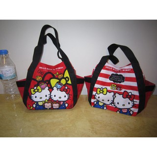 正版HELLO KITTY~KT雙胞胎餃型便當袋~KITTY手提餐袋~KITTY手提袋~磁扣式 約19公分[可愛娃娃]