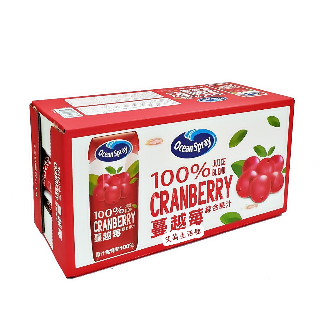 艾莉生活館 Costco Ocean Spray 100 蔓越莓綜合果汁250毫升x 18入 附發票 蝦皮購物
