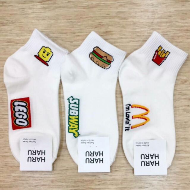 韓國直送 時尚可愛樂高 漢堡王 麥當勞造型襪子 棉襪 女襪 流行時尚 正韓 短襪 流行百搭 學生襪 造型襪