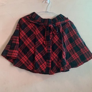 全新/格紋前排釦毛料褲裙-紅黑