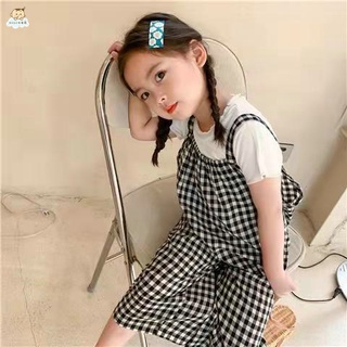 女童褲子 兒童褲子 女童背帶褲子套裝夏季薄款2022新款中小童寶寶洋氣闊腿連體褲夏裝