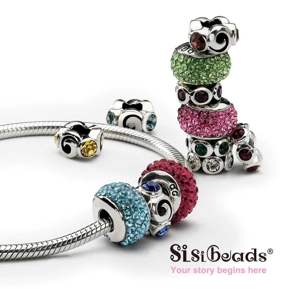 Sisibeads荷蘭品牌 適PANDORA潘朵拉 詩華洛世奇元素 生日石水晶滿鑽純銀珠飾 水鑽 鋯石 soufeel