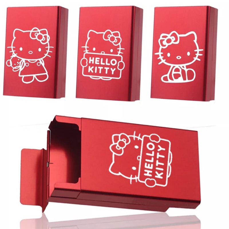 新款Hello kitty個性滑蓋鋁合金潮牌 防潮耐摔 煙盒 菸盒