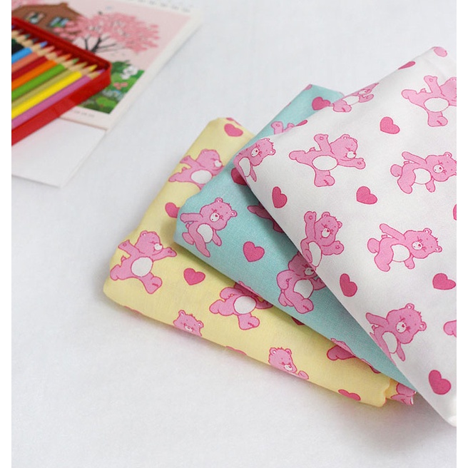 🌸現貨🌸韓國布料 布料 愛心熊 泰迪熊 Care bear 熊熊 動物 純棉布 韓國布 薄棉布 斗篷 布料 套裝 童裝