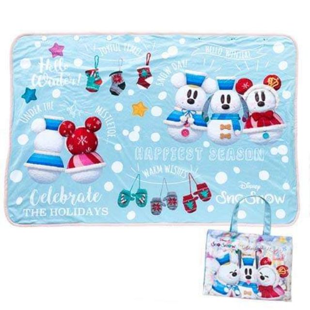 現貨 日本帶回 東京迪士尼樂園 聖誕節限定 米奇米妮雪人 毯子 毛毯
