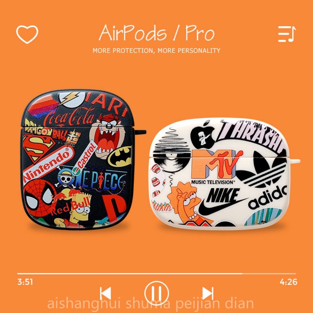 潮牌運動無線藍牙適用AirPods3保護套新款蘋果二三代耳機殼pro2降噪入耳式可愛耳機套