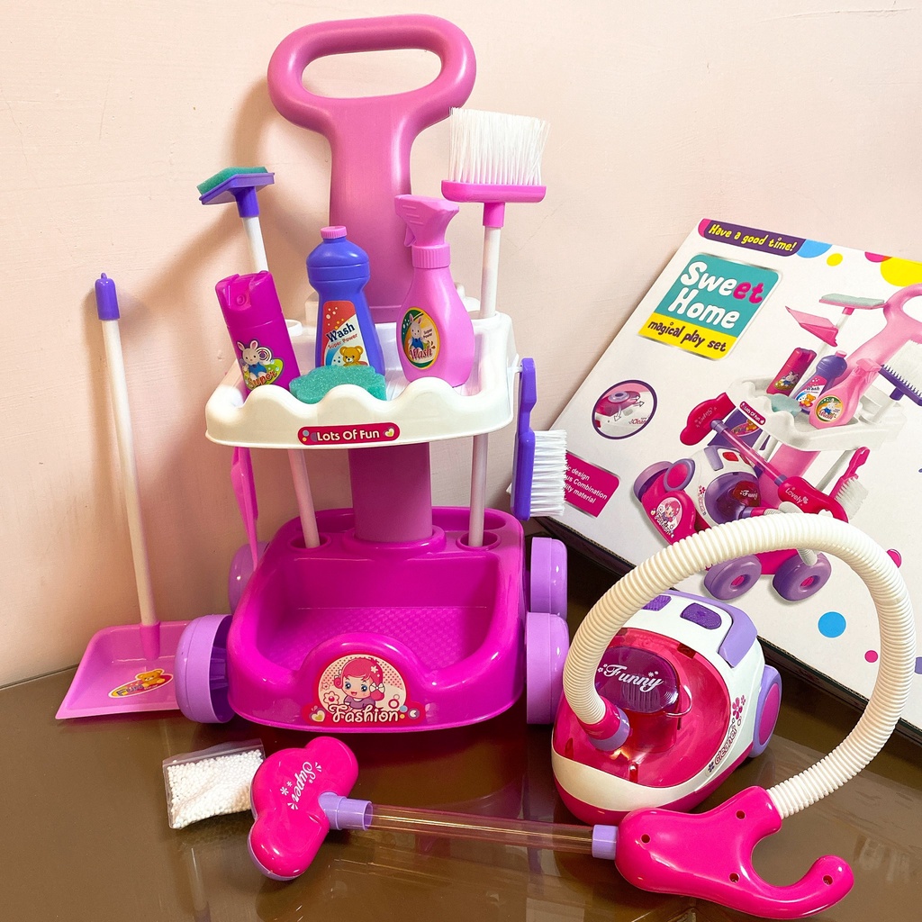 《薇妮玩具》掃把玩具 拖把玩具 畚箕 推車 玩具吸塵器 畚斗 清潔玩具 打掃清掃組 家家酒 12-745安全標章合格玩具