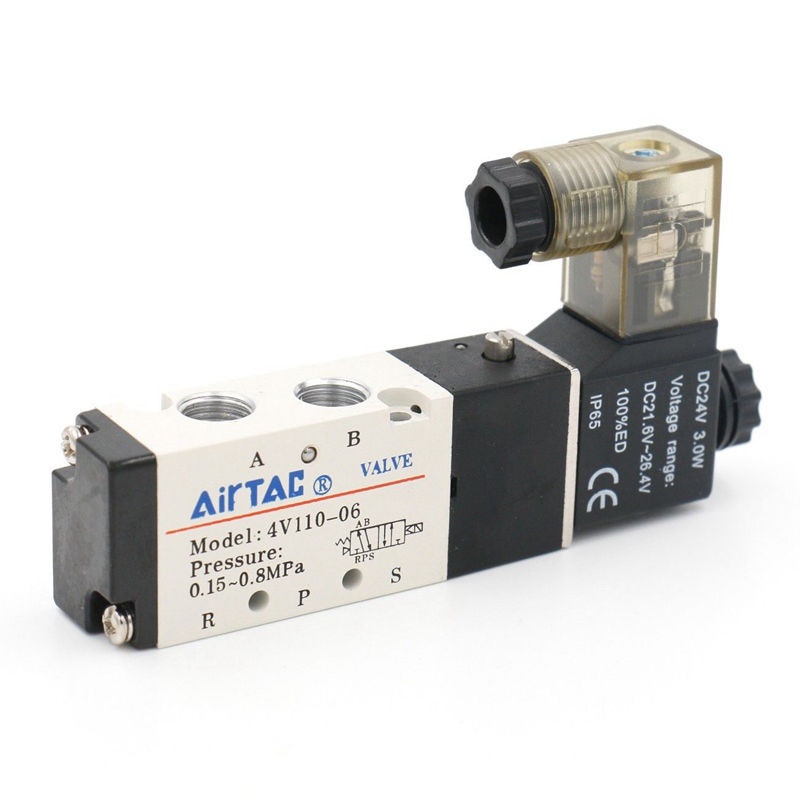 Airtac 4V110-06 5 路 2 位 1 / 8 “氣動電磁閥 DC 24V DC 12V AC 110V A