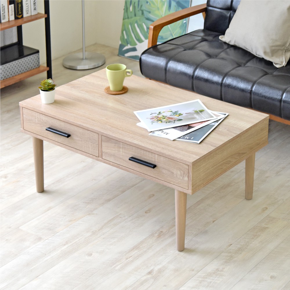 HOPMA實木腳二抽茶几桌 台灣製造 和室桌 沙發桌 矮桌 會客桌 收納桌電腦桌E-GS940