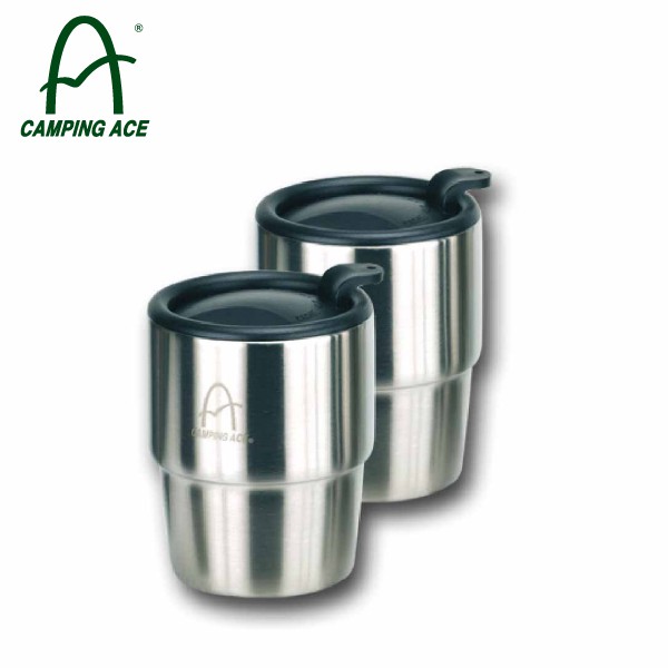 【CAMPING ACE 野樂 雙層斷熱杯 2PCS/袋】ARC-157-2T/登山/露營/保溫杯/不鏽鋼/咖/悠遊山水