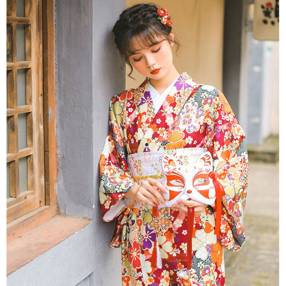 沐子の和服日式女振袖正裝改良印花角色扮演表演服裝浴衣寫真演出cos 變裝連衣裙花火大會攝影 蝦皮購物