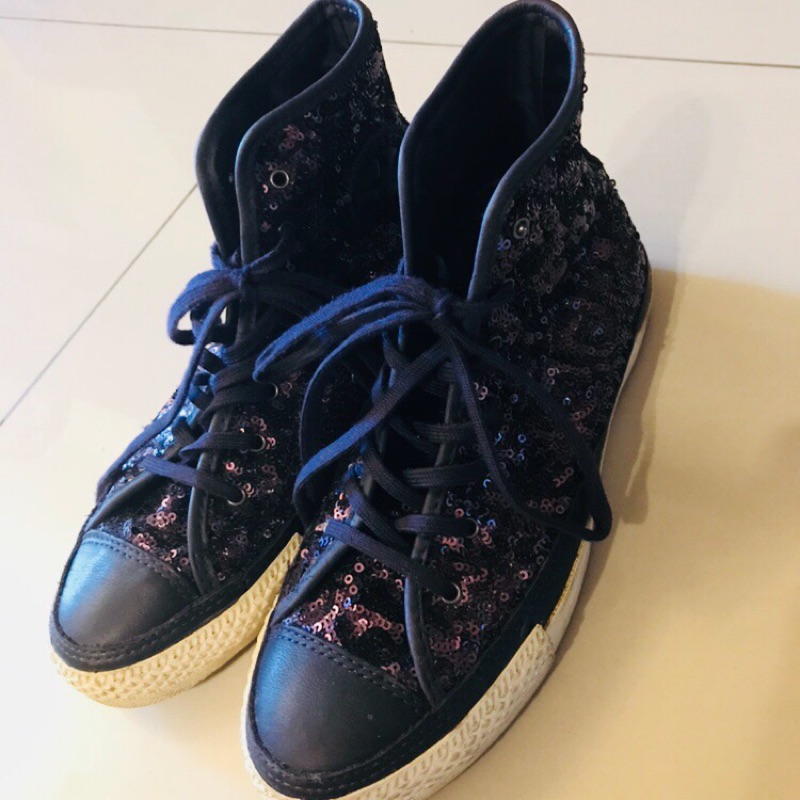 CONVERSE ALL STAR 亮片紫休閒鞋（二手）