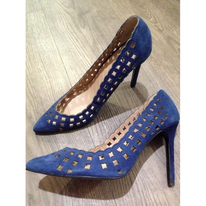 Miolla 歐美品牌iDore 土耳其藍 雞皮 真皮 簍空完美設計高跟鞋