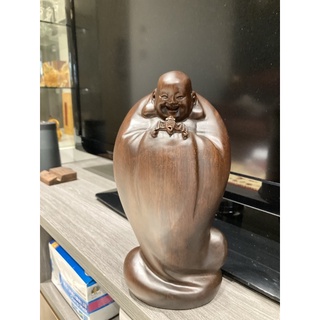 實木彌勒佛擺件黑檀木雕刻五福臨門福在眼前高26公分