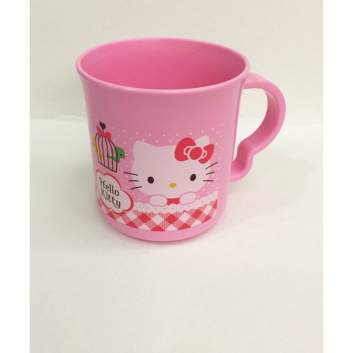 ^ 燕子部屋 ^凱蒂貓 Hello Kitty可愛塑膠水杯-格紋