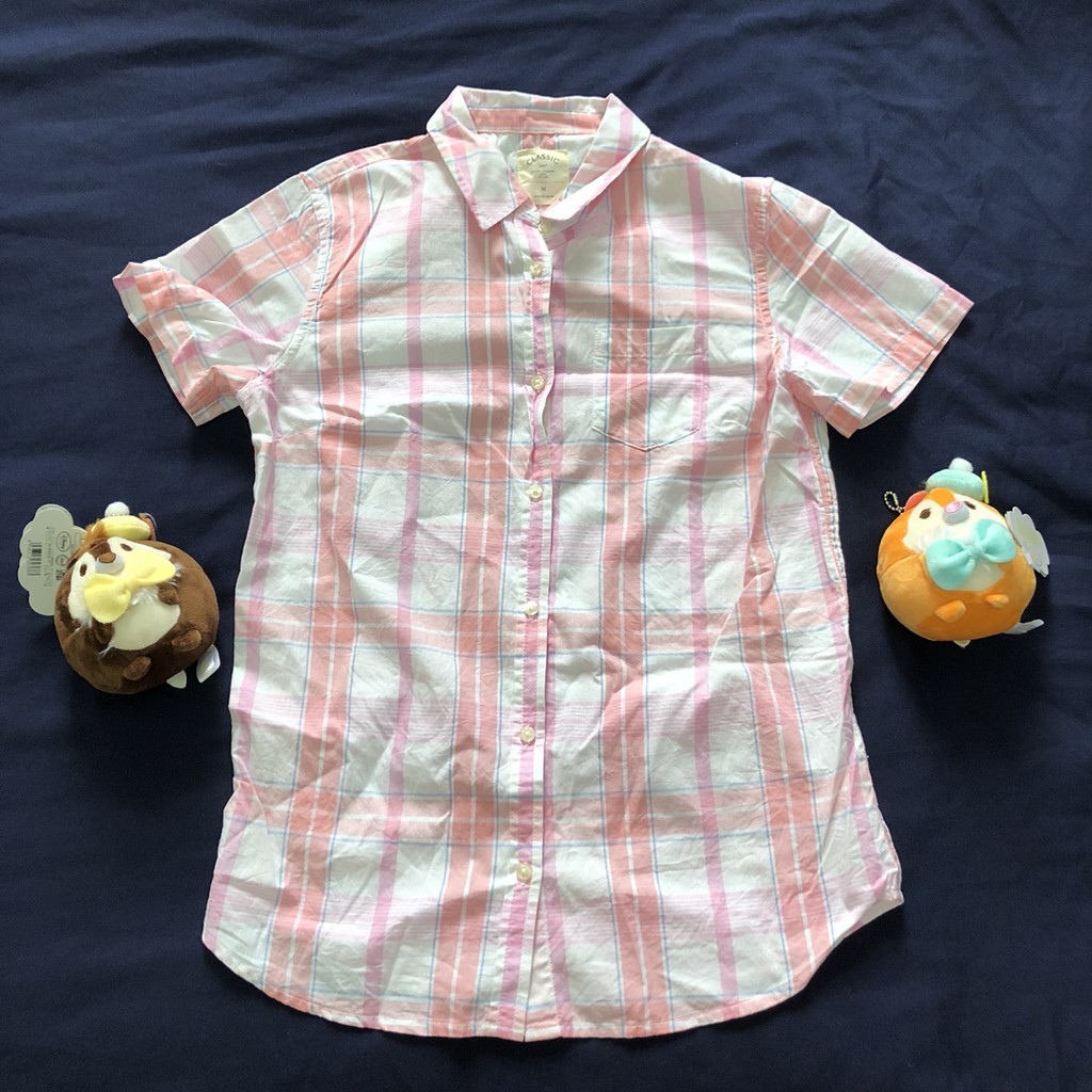 🎀現貨🎀lativ 淺粉色格子襯衫尺寸M(A065)短袖