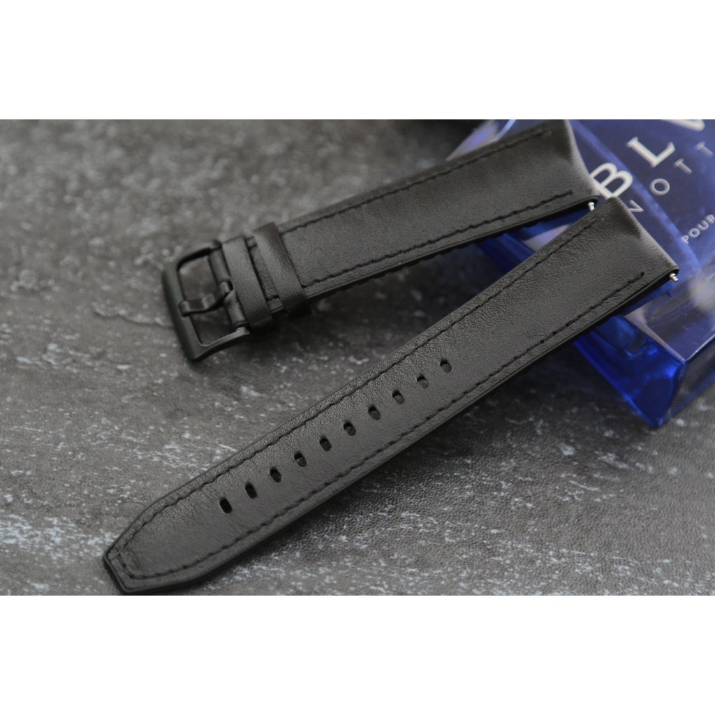 黑色+黑色縫線 22mm or 20mm 薄型複合式智慧錶紳士錶代用錶帶 附快拆彈簧棒 三星 華為 蘋果 小米 防水錶帶