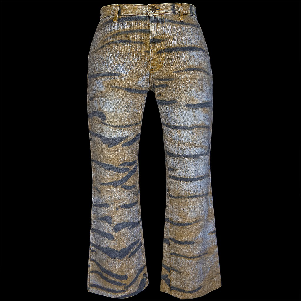 義大利著名設計師品牌Just Cavalli虎斑刷色低腰小喇叭牛仔褲 W29