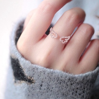 💍臺灣現貨滿💯出🚚 韓風天使之翼開口戒指女 翅膀微鑲尾戒 指環 INS簡約開口可調節戒指 甜蜜約會情人節生日禮物