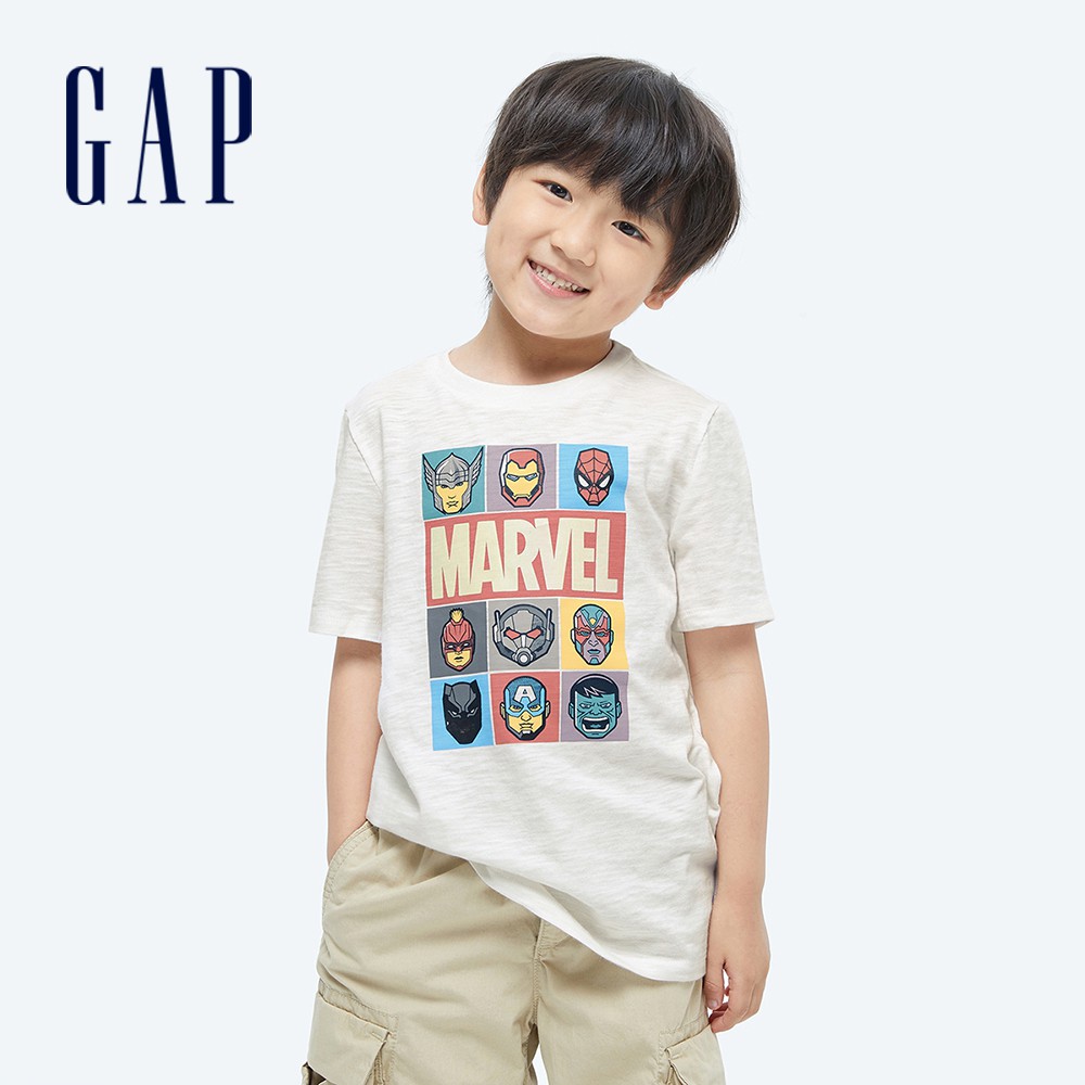 Gap 男童裝 Gap x Marvel漫威聯名 純棉短袖T恤-白色(689819)