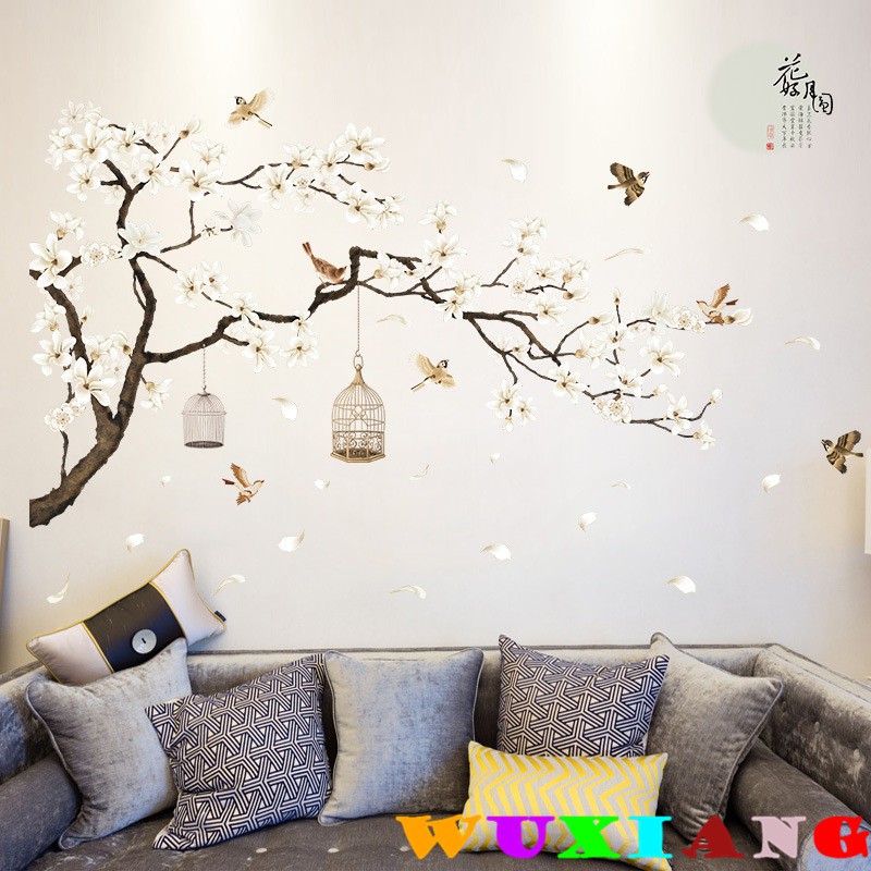 五象設計 花草树木425 DIY 壁貼 花好月圓 白色梨花 大型居家牆貼 室內設計 牆壁裝飾
