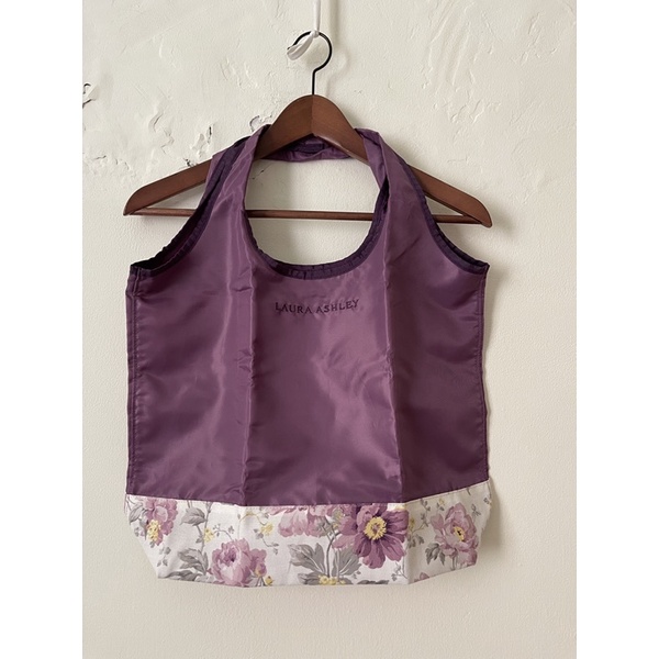 ［近新］Laura Ashley摺疊購物袋 購物包 購物袋 攜帶型 紫色花草