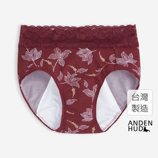 【Anden Hud】那年花開．蕾絲高腰生理褲(酒紅-線條花) 台灣製