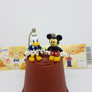YUJIN 原色 Disney 迪士尼 米奇 唐老鴨 吊飾 積木人 積木公仔 公仔 轉蛋 扭蛋 絕版 2個合售
