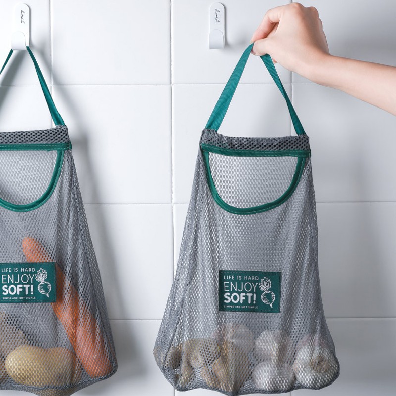 【蔬果收納網袋】 廚房收納網袋 廚房多功能透氣掛袋 網袋 蒜頭 洋蔥 馬鈴薯 塑膠袋 垃圾袋 收納袋 蔬果收納袋