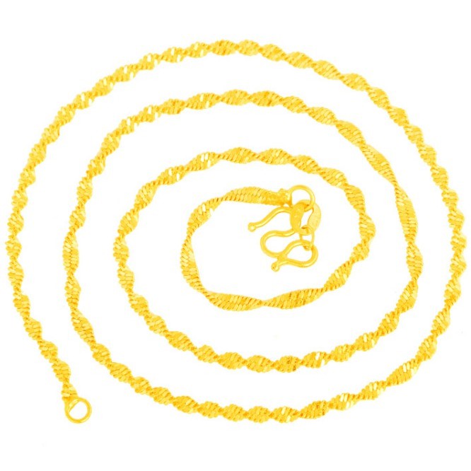 仿黃金 海洋波浪項鍊 金飾 沙金 鍍金 女款 水波紋鏈子 仿24K 禮盒裝