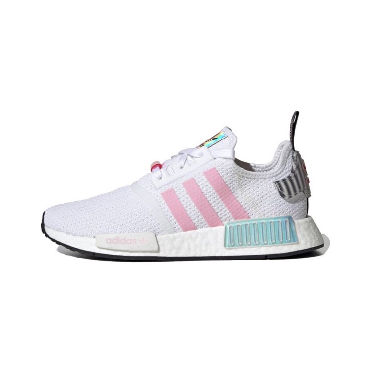  100%公司貨 Adidas NMD R1 白粉 水藍 百搭 雷射 跑鞋 Boost 白 FZ3777 女鞋