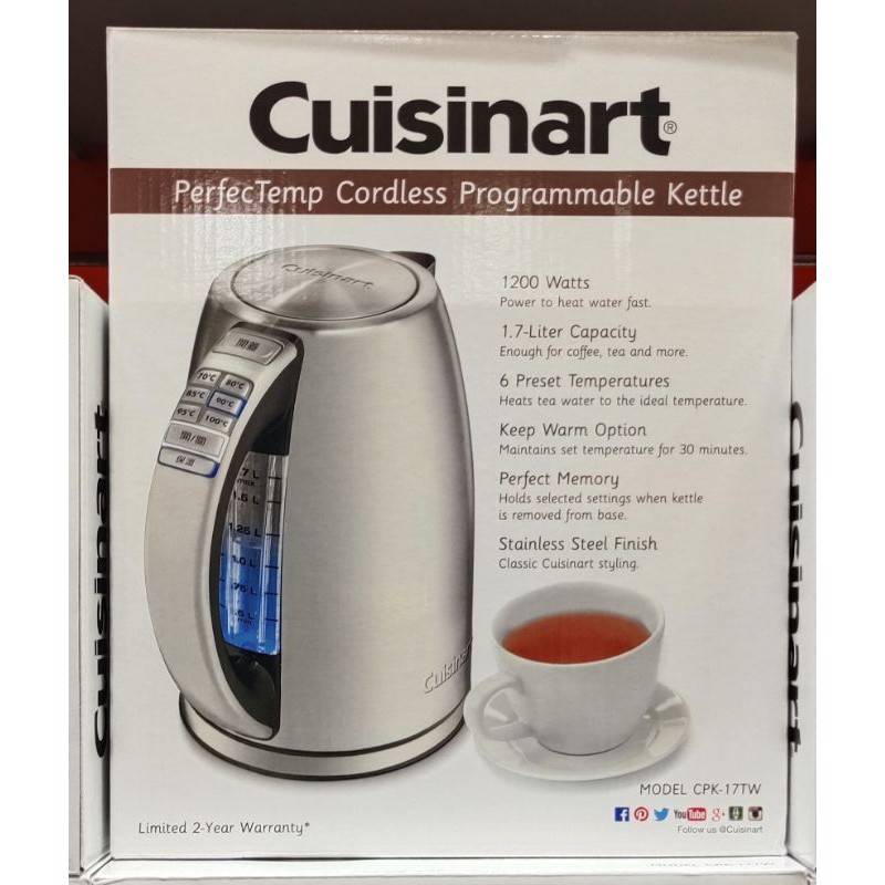 好市多代購-特價10/11特價-美膳雅不鏽鋼溫控電茶壺1.7L-#CPK-17TW