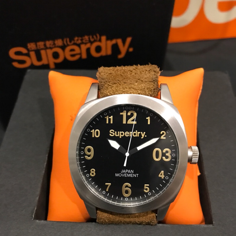 Superdry 極度乾燥 手錶 麂皮 腕錶 大錶徑
