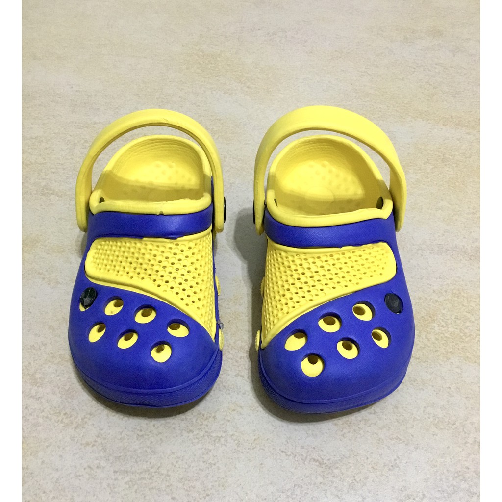 《現貨實拍》💖  超輕量 顆粒止滑防滑 厚底拖鞋 水陸兩用晴雨鞋 男女童 藍黃色