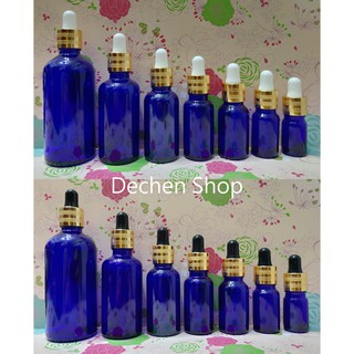 5ml/10ml/15ml/20ml/30ml/50ml/100ml雙圈金蓋藍色玻璃精油滴管瓶/精華液吸管瓶/滴管精油瓶