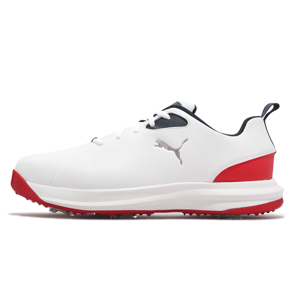 Puma 高爾夫球鞋 Fusion FX Wide 白 紅 防滑釘 寬楦頭 男鞋 GOLF【ACS】 37623704