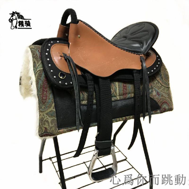 馬鞍子新款大小馬鞍牛皮印花游客鞍馬具全套配件精騎馬術用品 蝦皮購物