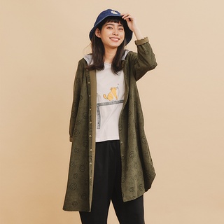 【Dailo】微笑每一天 絨布 罩衫 女長袖 長版 絨布 綠色 咖色 灰色 棉洋裝 休閒 遮手臂 絨外套 排釦 刷毛