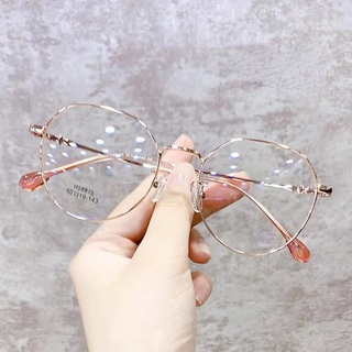 新款時尚圓形眼鏡女士男士復古經典金屬平面鏡光學眼鏡框男女通用視力保健眼鏡