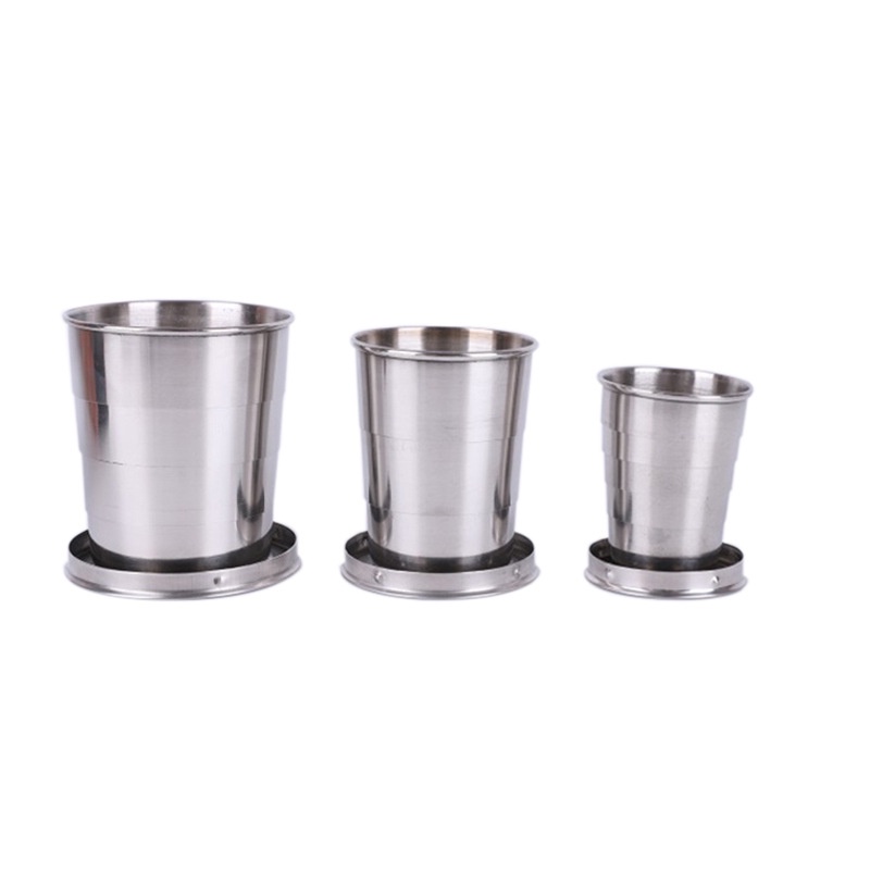 折疊收縮杯高品質不銹鋼戶外用品伸縮杯不銹鋼酒杯