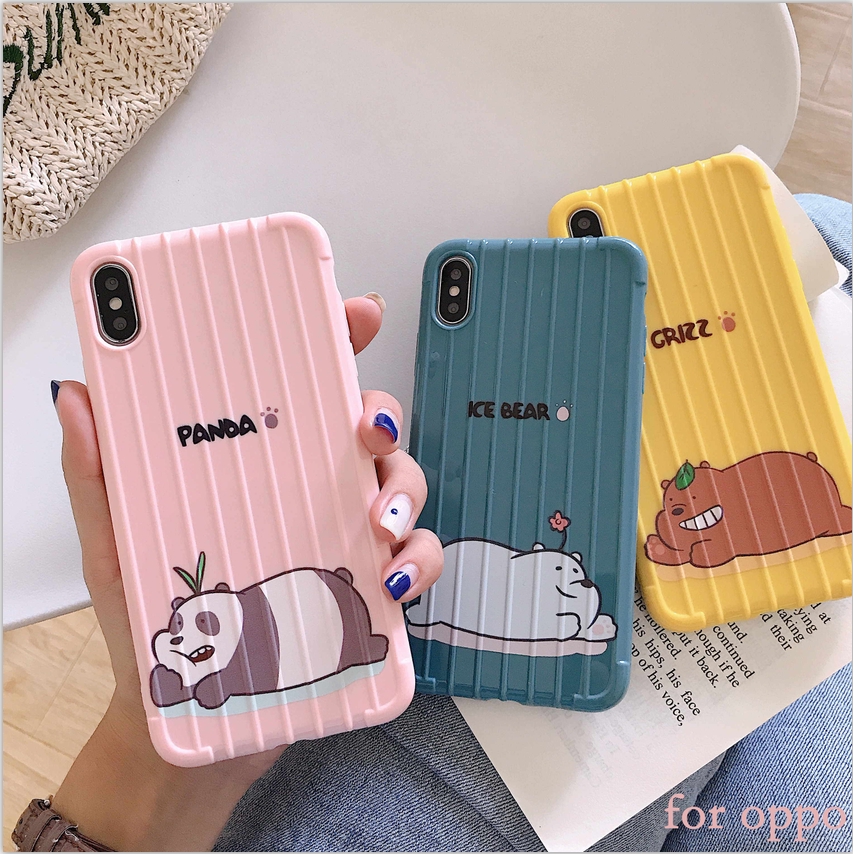 卡通可愛 We Bare Bears 手提箱矽膠手機殼適用於 oppo A57 A59 A37 A73 A83 A5 Z