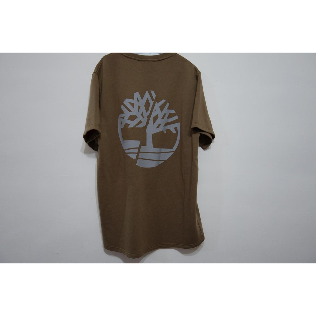 Timberland 七武士系列男款棕綠色短袖圓領運動衫 M號