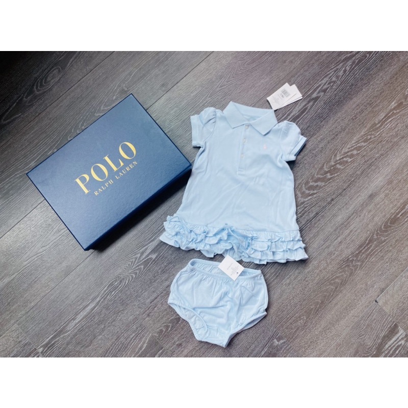 全新～ Polo Ralph Lauren水藍洋裝80 公分（含盒）